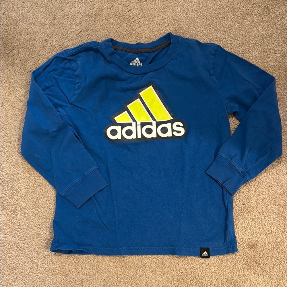 Adidas Blue and Yellow Long Sleeve Tee